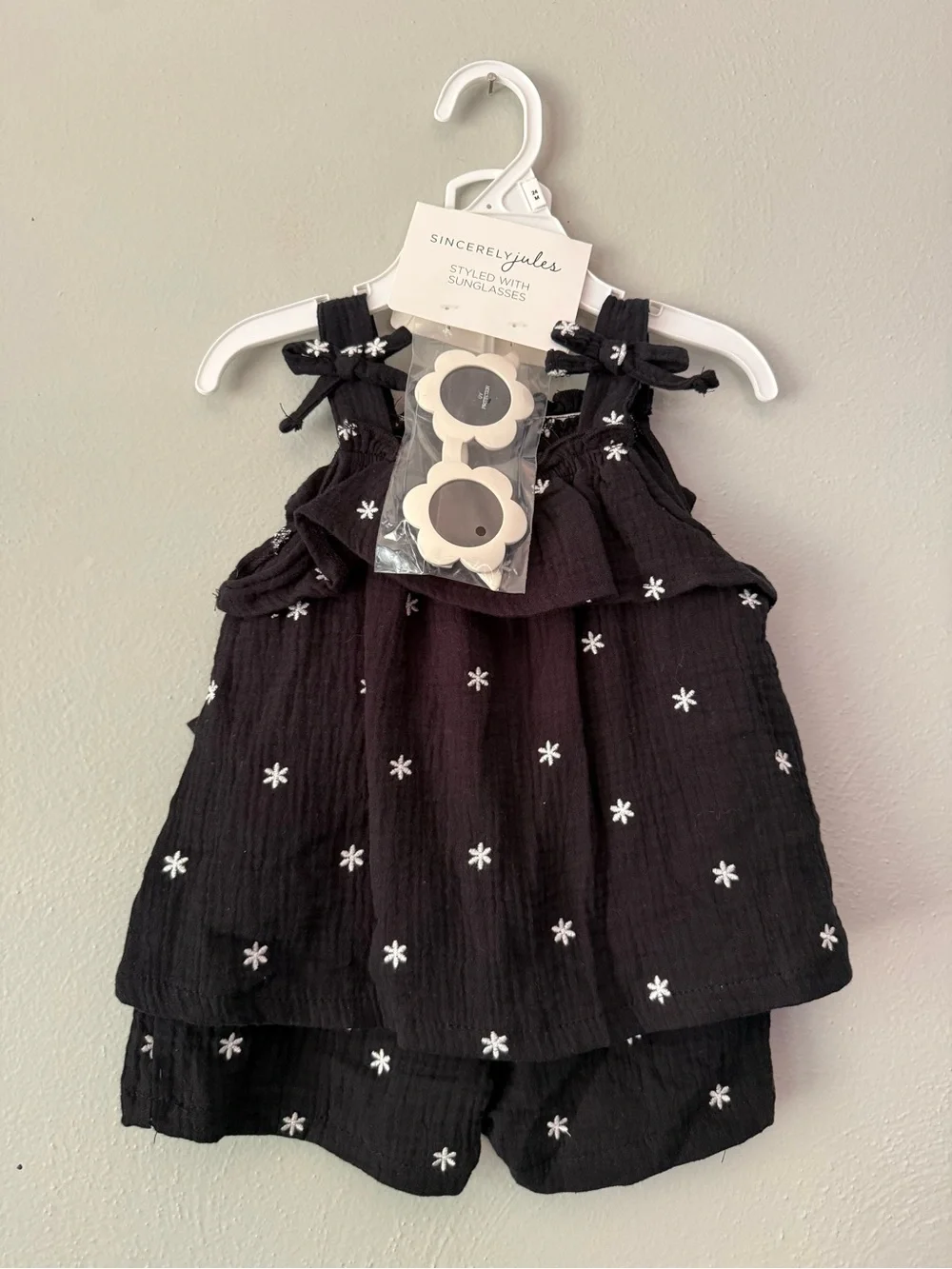 Sincerely Jules Black and White Floral Embroidered Two-Piece Set